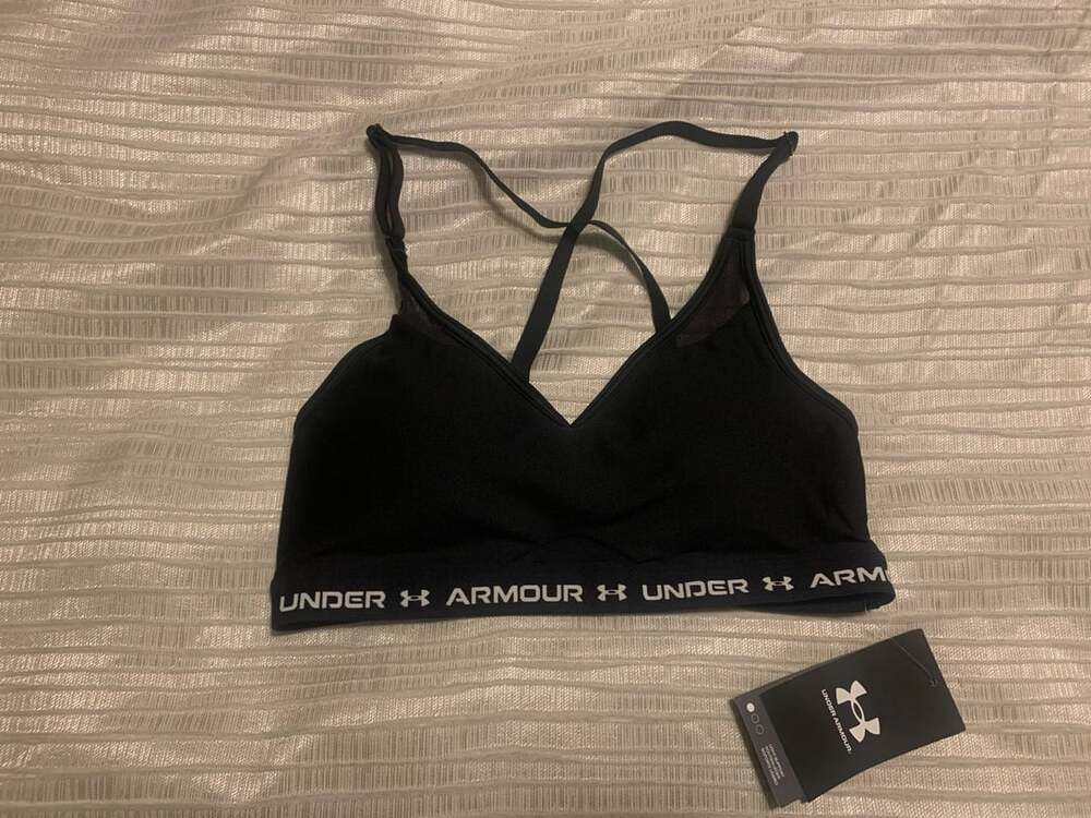 Under Armour Crossback Low Bra S/P/Ch Black Sports Bra NEW